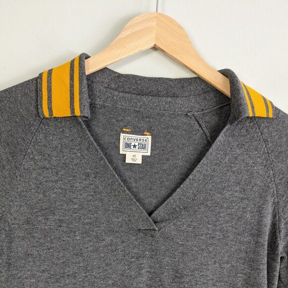 Vintage Y2K Converse Sweater Striped Blokecore Collegiate Ivy Gray Yellow XS - Picture 5 of 11